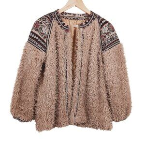 Cherry Paris, 70's Vintage Look, Tan, Shaggy, Boho Jacket Size T3 (Med.- Lrg)